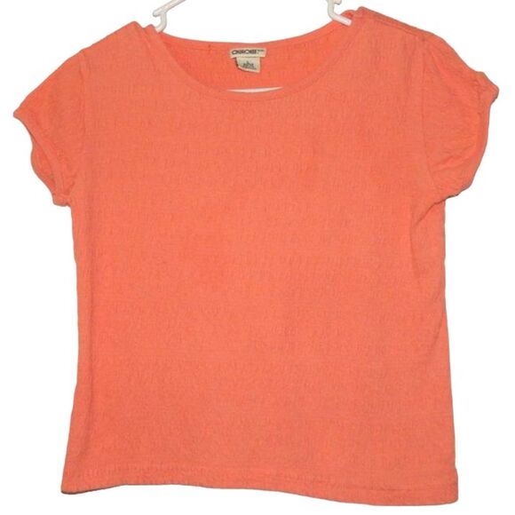 CHEROKEE girls large 10/12 vintage cinched solid peach t-shirt - Picture 1 of 9
